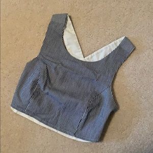 Blue & white pinstripe crop top